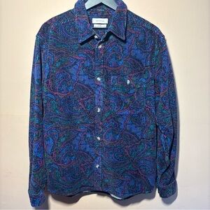 Urban Outfitters Paisley Corduroy Button Up Shirt Mens M Retro Boho